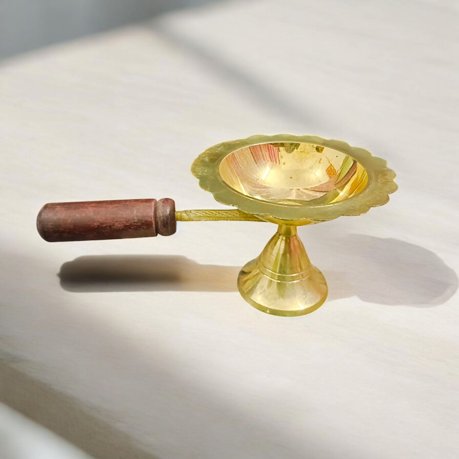 Brass Dhoop Dani with Wooden Handle – Spiritual Pooja Tool – Gurupujan ...
